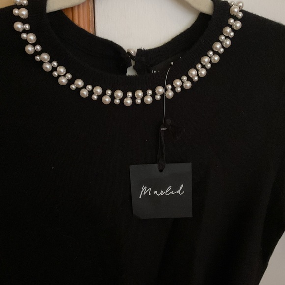 NWT Black Pearl-Embellished Cropped Women's Top Size S - Picture 2 of 4